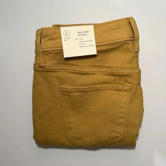 Universal Thread Gold / Yellow Mid Rise Skinny Jeans Sz: 0/25R 0 Regular NWT - Picture 3 of 5